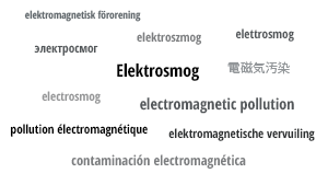 Das Wort Elektrosmog auf verschiedenen Sprachen