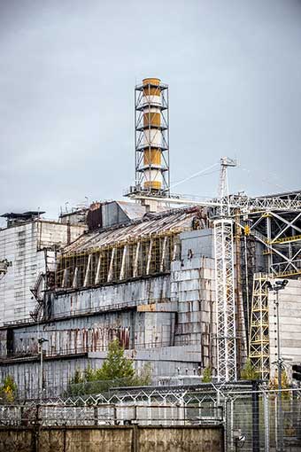 Zerstörter Reaktorblock von Tschernobyl