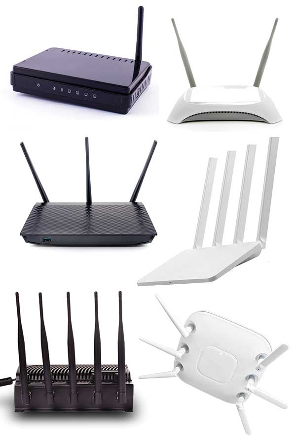 WLAN Router mit steigender Anzahl von Antennen